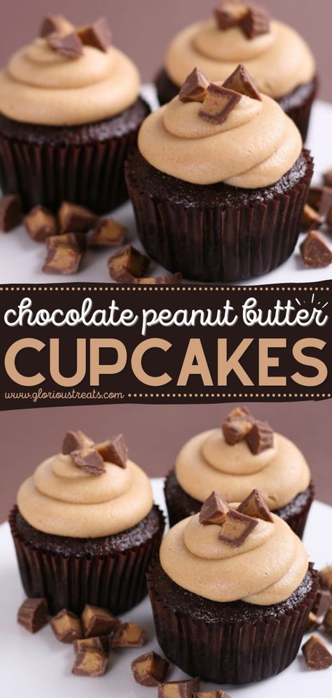 Chocolate Peanut Butter Cupcakes, chocolate desserts, easy to make sweet treats Butter Cupcake Recipe, Thick Heels Pumps, Chocolate Peanut Butter Cupcakes, Chocolate Cupcakes Moist, Peanut Butter Cupcakes, Butter Cupcakes, Cupcake Recipes Chocolate, Peanut Butter Desserts, Peanut Butter Frosting