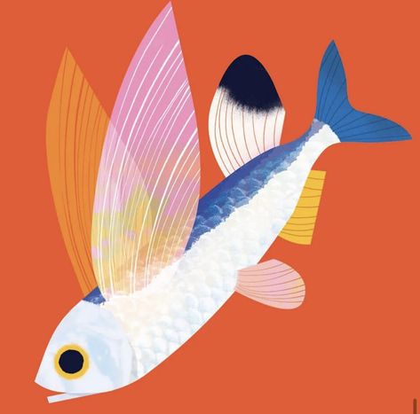 Fish Cartoon Images, Bold Art Print, Bold Illustration, Animal Illustration Kids, Folk Art Fish, Colourful Fish, Ocean Illustration, Colorful Animal Print, Fish Graphic