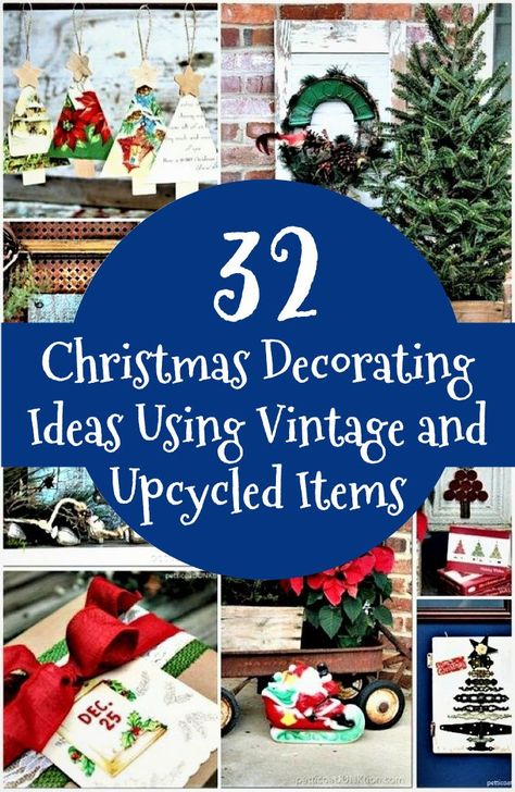 Vintage Christmas Decorations and DIY's Vintage Inspired Christmas Decor, Unique Christmas Decor, Upcycled Decor, Thrift Store Decor, Christmas Tree Decorations Diy, Christmas Decorating Ideas, Xmas Deco, Unique Christmas Decorations, Upcycle Decor