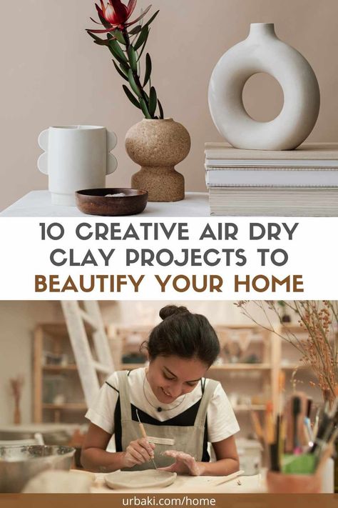 Adding a touch of creativity and personalization to your home decor has never been easier, thanks to air dry clay. This versatile and user-friendly material allows you to create unique, aesthetic home decorations without the need for a kiln or special equipment. In this article, we'll explore 10 DIY air dry clay ideas that will help you craft beautiful and stylish home decor pieces. We've also prepared a step-by-step video tutorial to make the creative process even more accessible... Air Dry Clay Crafts For Adults, Air Dry Clay Step By Step, Polymer Clay Home Decor Ideas, Polymer Clay Decor Diy, Airdried Clay Ideas, Diy Air Dry Clay Candle Holders, Air Dry Clay Ceramics, Diy Air Dry Clay Projects Craft Ideas, Air Clay Ideas Diy