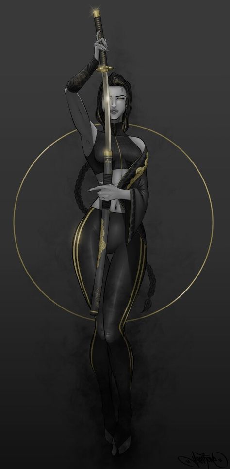 ArtStation - Black&Gold Black And Gold Outfit, Jedi Robe, Female Assassin, Superhero Suits, Gold Outfit, Model Outfit, Gold N, Art Characters, Gold Silk