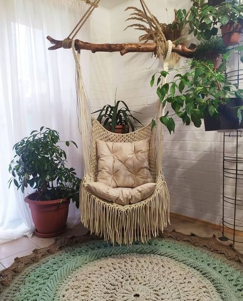 Macrame Hammock Chair Pattern, Zen Den Ideas, Ceramic Vases Diy, Come Intrecciare, Macrame Hammock Chair, Macrame Hanging Chair, Macrame Chairs, Macrame Hammock, Diy Hammock