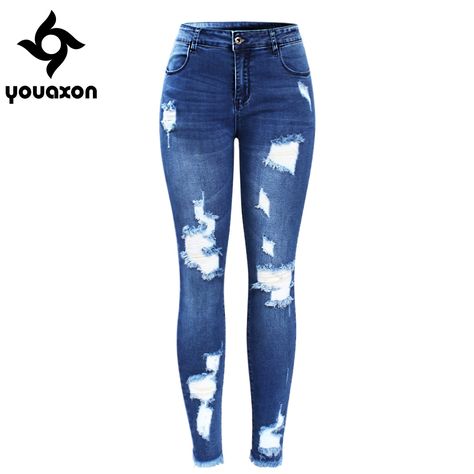 Smart Casual Women Work, Best Casual Wear For Men, Cute Ripped Jeans, Jeans With Holes, Ripped Jeans Women, Ripped Denim Pants, Neat Casual Outfits, Smart Casual Women, Blue Ripped Jeans