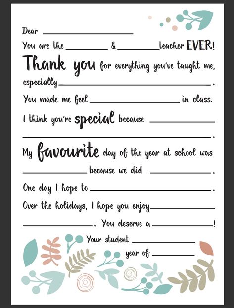 Dear Teacher Letter - Teacher Appreciation or end of school year teachers gift Teacher Appreciation Notes, Teacher Appreciation Letter, Mother's Day Letter, Dear Teacher, Teacher Letter, Appreciation Letter, Appreciation Note, Teacher End Of Year, Teacher Appreciation Printables