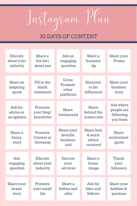 Not sure what to post on your Instagram business account? Here is 30 days worth of content for your Instagram calendar! Remember to use the 3 E's! Entertain, Educate, and Engage! Instagram Post Schedule, Content Calendar Social Media, 30 Days Of Content, Instagram Content Calendar, Post Schedule, Instagram Calendar, Instagram Business Account, Small Business Instagram, Instagram Plan