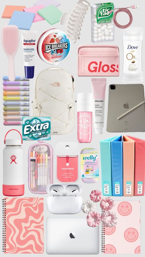 School Locker Organization, Middle School Supplies, Middle School Essentials, School Wishlist, School Backpack Essentials, Preppy School Supplies, Backpack Ideas, School Preppy, Pretty School Supplies