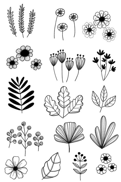 Simple Flower Drawing How To, Line Art Floral Pattern, Easy Doodle Art Flower, Simple Flower Design Pattern, Abstract Flowers Drawing, Flower Doodles Simple, Basic Flower Drawing, Flower Line Drawing Simple, Line Art Drawings Flowers