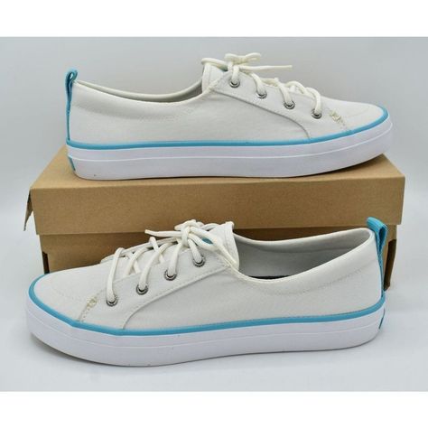 Sperry Top Sider Womens Size 9.5 Crest Vibe Seacycled Sneakers Shoes Sts86409 Details: Shoe Size: Women Us 9.5 / Uk 7 / Euro 40.5 Shoe Closure: Lace Up Color: White, Blue Product Code: Sts86409 Condition: New With Box (100% Authentic) Please Note: Original Box Is Damaged. Please See Photo. Boat Shoes Women's, Canvas Boat Shoes, Tan Sneakers, Sperry Women's, Grey Sneakers, Sperry Sneaker, Sperry Top Sider, Sneakers Grey, Sperry Shoes