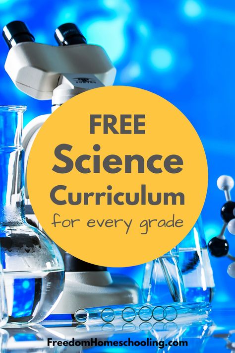 Free homeschool science curriculum for every grade. Middle School Homeschool Science, 1st Grade Science Curriculum, 3rd Grade Science Curriculum, Middle School Science Curriculum, Second Grade Science Curriculum, Science Websites For Grades 6-12, Free Printable Science Worksheets, 2nd Grade Homeschool Science, First Grade Science Curriculum