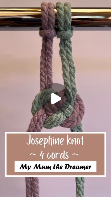 Michelle | Macrame Trainer & Creator on Instagram: "How to tie a Josephine knot in macrame:

…with 4 cords…

The main difficulty with this 4-cord version is getting the two cords sitting next to each other nicely

This version is almost exactly the same as the 2-cord version, only this version has 2 sets of cords that sit parallel to each other
1. Take the two cords on the right. Loop the loose end of the cords to the left, then up and cross over themselves (to the right).
2. The cords on the left should now be hanging behind the loop. Take the ends of the left two cords and bring them to the right over the loose ends of the other cords, around behind the top right cords, and out through the hole.
3. Keep threading this same end down behind the parts of the left cords that are sitting behi Diy Handfasting Cords, Crochet Laptop Sleeve, Sitting Next To Each Other, Josephine Knot, Wedding Knot, Wedding Cord, Tie The Knot Wedding, Handfasting Cords, Free Macrame Patterns