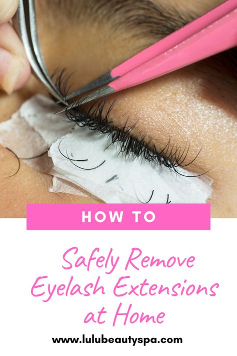 If you need to remove your lash extensions at home, this is the best and safest way to do it! Step by step guide on removing your lash extensions yourself. How To Take Off Eyelash Glue Fake Lashes, How To Take Off Fake Eyelashes, How To Take Off Lash Extensions At Home, Eyelash Extension Removal At Home, Removing Eyelash Extensions At Home, Removing Lash Extensions, How To Remove Lashes, How To Take Off Eyelash Extensions, Removing Lash Extensions At Home