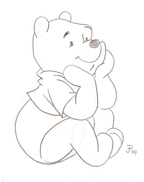 Winnie the Pooh Sketch by Mickeyminnie on DeviantArt Winnie The Pooh Sketch, Pooh Sketch, Winnie The Pooh Tattoos, Winnie The Pooh Drawing, Disney Drawings Sketches, Drawing Hair, Disney Art Drawings, Baby Drawing, Drawings Of Friends