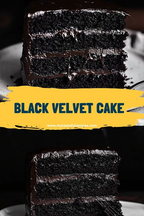 Dive into the ultimate black velvet cake experience! This recipe features layers of rich chocolate flavor and a delightful frosting that melts in your mouth. A must-try for every dessert lover! Black Velvet Cake Recipe, Black Velvet Cake, Black Velvet Cakes, Soda Cake, Chocolate And Vanilla Cake, Creamy Frosting, Velvet Cake Recipes, Dessert Lover, Velvet Cake