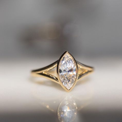 Marquise Solitaire Ring, Bezel Set Wedding Ring, Marquise Wedding Ring, Marquise Cut Rings, Split Shank Engagement Rings, Gold Anniversary Rings, Bezel Engagement Ring, Future Engagement Rings, Gold Promise Rings