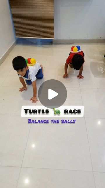 Turtle Races Ideas, Playgroup Activity Ideas, Turtle Games For Kids, Balancing Games For Kids, Turtle Games, Playgroup Activities, Easy Games For Kids, Brain Gym For Kids, Teaching Learning Material