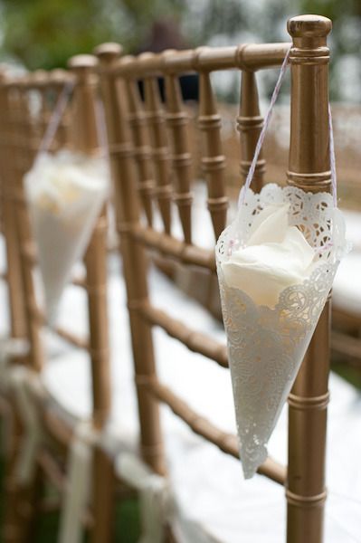 PRETTY doily cone for petal toss! Photography by bandgphotography.com Petal Toss, Confetti Cones, Paper Cones, Wedding Confetti, Ceremony Decorations, Grand Hotel, Hotel Wedding, California Wedding, Rose Petals