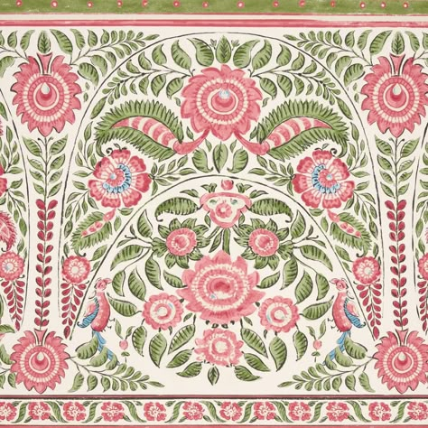 Montecito Panel Set - Red Wallpapers | Schumacher Wallpaper And Trim, Medallion Wallpaper, Paisley Background, Red Wallpapers, Mark D Sikes, Flower Print Pattern, Paisley Wallpaper, Print Design Art, Indian Prints