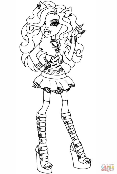 Monster High Coloring Pages, All Monster High Dolls, Monster High Coloring, High Coloring Pages, Monster High Halloween, Wolf Colors, Monster High Pictures, Clawdeen Wolf, Catty Noir