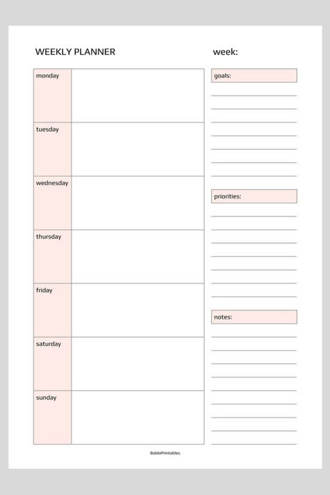 Simple Weekly Planner Printable Free Weekly Planner Templates, Weekly Planner Printable Templates, Studie Hacks, Simple Weekly Planner, Daily Planner Printables Free, Weekly Planner Free Printable, Penanda Buku, Study Planner Printable, Weekly Planner Free