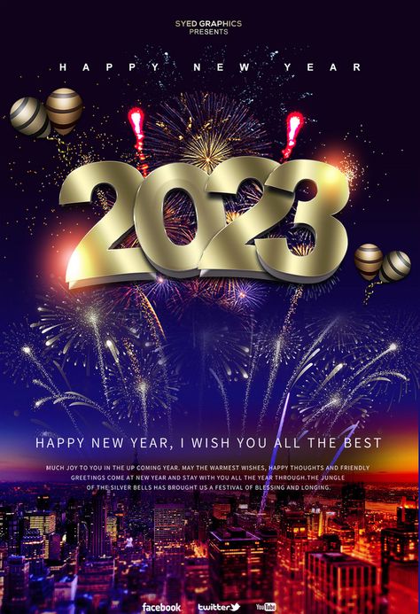 New Years Prayer, New Year Post, Happy New Year Fireworks, 2023 Happy New Year, Happy New Year Banner, New Year Fireworks, Illustrator Design Tutorial, New Year Banner, Psd Flyer Templates