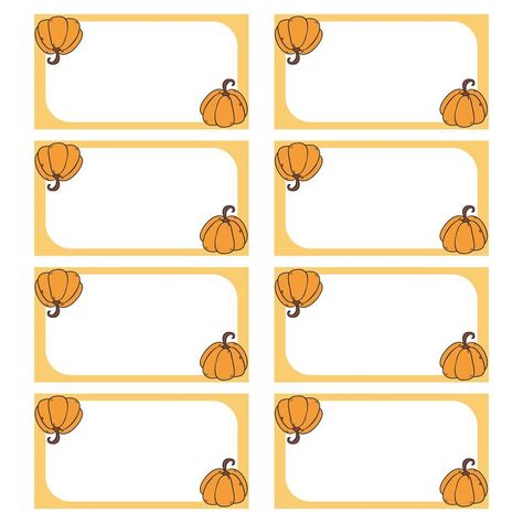 Pumpkin Name Tags Free Printable, Free Printable Name Tags Templates, Halloween Name Tags Printable Free, Fall Cubby Tags, Pumpkin Name Tags, Thanksgiving Name Tags, Homemade Place Cards, Table Name Tags, Thanksgiving Decorations Table