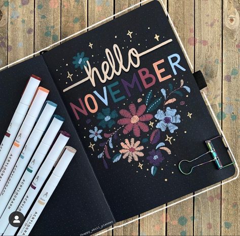 November Love, Happy Skull, Archer And Olive, Hello 2023, Boulet Journal, Journal Organization, Bulletin Journal Ideas, Hello November, Posca Art