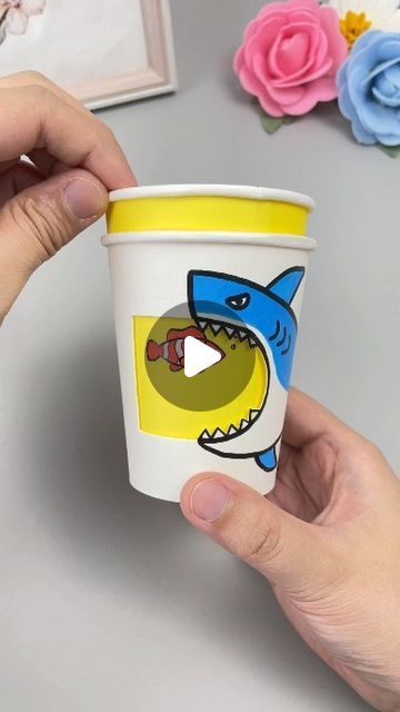 Shark Origami, Shark Diy, English Activity, Paper Cup Crafts, Shark Craft, Sharks For Kids, Diy Space, Cup Crafts, Craft Day