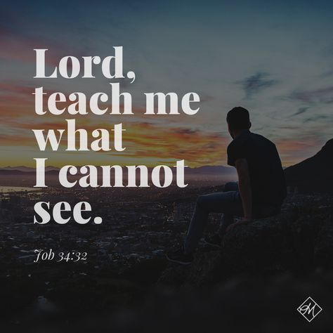 "Lord, teach me what I cannot see." -Job 34:32 [Daystar.com] God At Work, Christian Quotes Inspirational, I Can Not, Encouragement Quotes, Daily Inspiration, Christian Quotes, Verses, Bible Verses, Encouragement