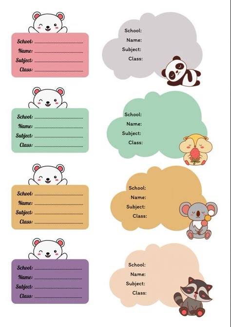 Names For Notebook, Cute Subject Labels, Name Subject Design, Name Subject Template, Lebel Nama Buku, Name Template For Notebook, Name Stickers For School Printable, Subject Labels Template, Subject Names Designs