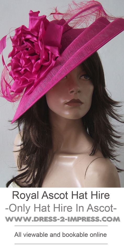 Modern Fuchsia Pink Headpiece Hat. A Side Sitting Disc, with big silk flower and feathers, making an eye-catching headpiece. Outfits with Hot pink for the Races. Summer Wedding Guest hats. Hats for Royal Ascot. What to wear to Royal Ascot. Hats form www.dress-2-impress.com hat hire The only Hat Hire in Ascot. Hats that meet the Royal Ascot dress code. Find the best Hats for Royal Ascot. Hats for Ladies Day at the Races. Hats for Epsom Races. Mother of the Bride hats #motherofthebride #royalascot Mother Of The Groom Hats, Pink Headpiece, Ascot Dress, Pink Mother Of The Bride, Hats 2023, Ascot Outfits, Ascot Style, Bride Hats, Wedding Hats For Guests