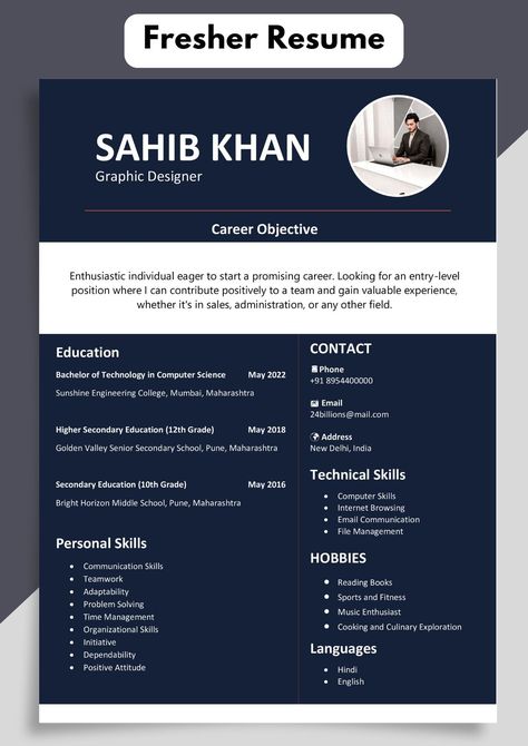 Fresher Cv Template | Top-Rated Fresher Resume Template Graphic Designer Resume Fresher, Resume For Freshers Commerce, Professional Resume Format For Freshers, Job Resume Format For Freshers, Animated Dpz, Resume For Freshers, Resume Format Free Download, Cv Resume Sample, Architecture Resume