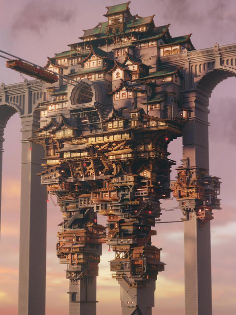 Impressive Minecraft Builds - gaming post - Imgur Minecraft Stacked City, Airtugmc Minecraft, Minecraft Buildings Ideas, Minecraft Build Inspiration, Minecraft Building Inspiration, Minecraft Mega Builds, Minecraft Kale, Château Minecraft, Minecraft Cool