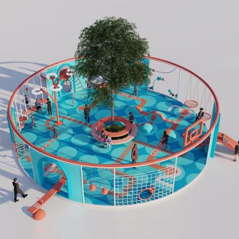 Children's Play Area, Playgrounds Architecture, Main Gates, Urban Landscape Design, Challenges Activities, Rumah Minecraft, Children Park, Playground Design, Parking Design