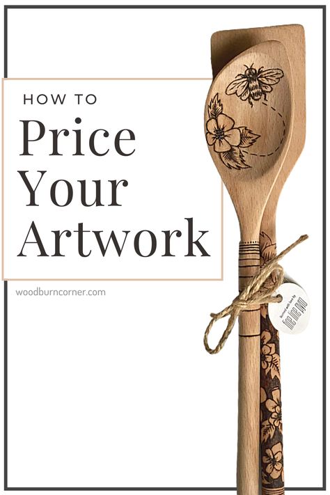 Follow this formula for easy pricing: OVERHEAD + HOURLY RATE +/- CONTENT = PRICE. Click to visit the blog post giving you deep insight into each factor. Wood Burned Art, Beginner Wood Burning, Wood Burning Tips, Wood Burning Patterns Stencil, Wood Burning Stencils, Wood Burning Techniques, Wood Burn Designs, Burning Wood, Woodburning Projects