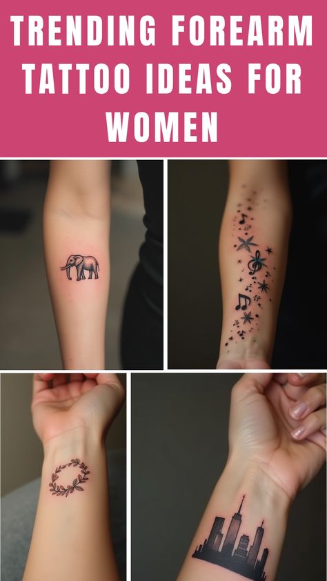 Trending Forearm Tattoo Ideas for Women Small Color Tattoos For Women, Fine Line Tattoos For Women Forearm, Under Forearm Tattoo Women, Latest Tattoo Trends For Women, New Tattoos For Women, Mid Arm Tattoos For Women, Women’s Half Sleeve Tattoo Ideas, Tattoo Ideas Female Arms, Forearm Tattoos Women