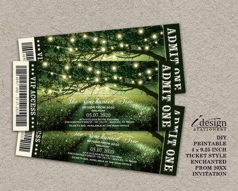 tickets for memory Prom Ticket Design, Enchanted Backyard, Enchanted Prom, Hollywood Invitations, Enchanted Forest Prom, Prom Invites, Prom Tickets, Enchanted Night, Prom Posters