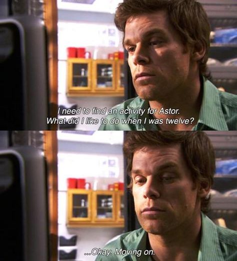 killing the neighbours dog probably isnt something good XD Dexter Memes, Dexter Quotes, Funny Screencaps, Lizard Brain, Michael C Hall, Dexter Morgan, Celebrities Humor, Tv Show Quotes, Six Feet Under