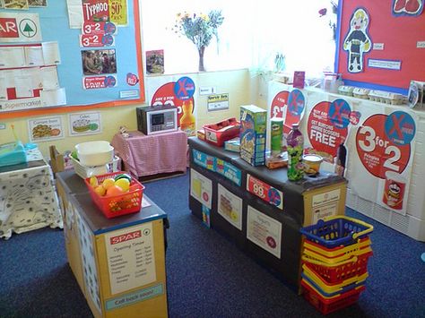 P240309_08.38[02] | FS2 Role Play: Supermarket | Tishylishy | Flickr Role Play Areas Eyfs, Play Supermarket, Role Play Shop, Reception Classroom, Role Play Areas, School Kids Crafts, Classroom Layout, Shop House Ideas, Play Shop