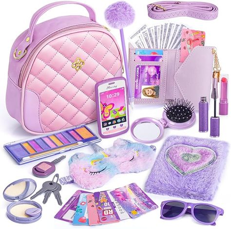 Amazon.com: Little Girl Purse with Accessories, My First Purse Set - Play Makeup Diary Eye Mask Wallet Toy Phone Keys Sunglasses Credit Cards Kids, Princess Pretend Play Christmas Unicorn Gift Toy for Girl Age 3+ : Toys & Games Ruang Studio Musik, Grocery Gift Card, Toy Phone, Pretend Makeup, Toddler Purse, Makeup Kit For Kids, Play Makeup, Kids Toy Shop, Kids Purse