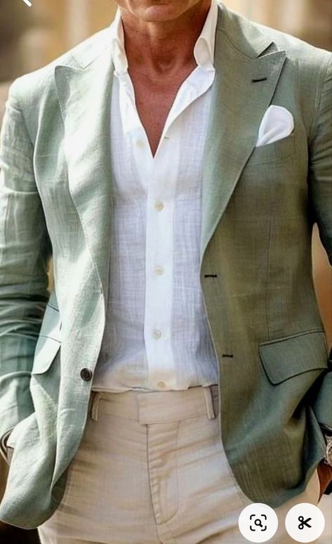 Earth Tone Men Outfit, Casual Wedding Outfit Guest, Gentleman Style Outfits, Linen Blazer Men, Linen Menswear, Casual Wedding Outfit, Linen Suits For Men, Balloon Pants, Mens Casual Dress Outfits