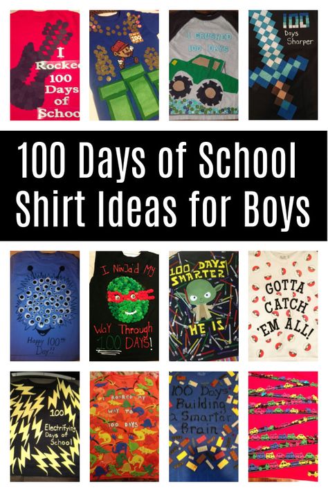 Looking for 100th-day shirt designs for your son? Celebrate the 100th day with these quick and easy-to-make 100th day of school shirt ideas for boys. 100 Days Of School Ideas For Boys, Boys 100 Days Of School Shirt, 100 Days Of School Shirt For Boys Diy, 100th Day Of School Shirts Boy Diy, Minecraft Bugs, 100th Day Tshirt Ideas, 100 Days Of School Ideas, School Shirt Ideas, 100th Day Of School Shirts