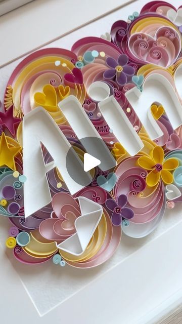 Quilling By Svetlana Danilova on Instagram: "New experience with quilled design and paper swirls 🌀 Quilling name decor 🌀  #quilling#name#kidsroom#girlsroom#kidsdecor" Name Paper Design, Name Quilling Art, Quiling Paper Art Ideas, Easy Quilling For Beginners, Quilling Art For Beginners, Paper Quilling Designs Creative, Paper Quilling Letters, Name Design Art Ideas, Name Quilling