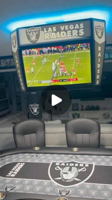 The Mini Jumbotron Company on Instagram: "ALL-IN #raiders #minijumbotron #mancave #mancaveideas #basement #basementapproved #raidernation #nfl #lasvegasraiders #silverandblack #sports #nba #basketball #football #homedecor #lasvegas" Raiders Man Cave Ideas, Nfl Draft Party Ideas, Sports Man Cave Ideas, Mini Jumbotron, Raiders Man Cave, Basement Man Cave, Sports Man Cave, Man Cave Ideas, Raider Nation