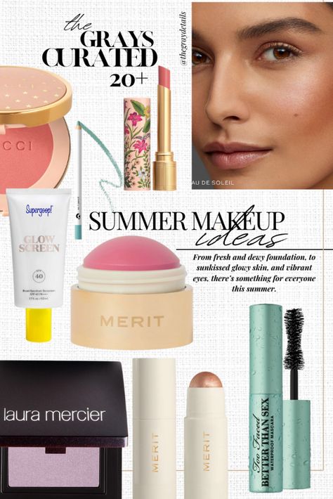 Summer Makeup Looks, curated summer makeup, best summer makeup, best blush, best eyeshadow, summer eyeshadow, summer lipstick, waterprood makeup, sunset makeup, sunkissed makeup Makeup Looks For Beach, Makeup For Concerts, Summer Eyeshadow, Pastel Eyeshadow, Summer Lipstick, Sunkissed Makeup, Sunset Makeup, Concert Makeup, Makeup Pallets