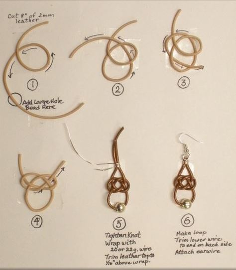 Judy Larson's Leather Celtic Knot Earrings Tutorial Celtic Knot Jewelry, Celtic Knot Earrings, Make Earrings, Jewelry Knots, Pola Gelang, Wrapped Earrings, Jewelry Techniques, Earring Tutorial, Knot Earrings