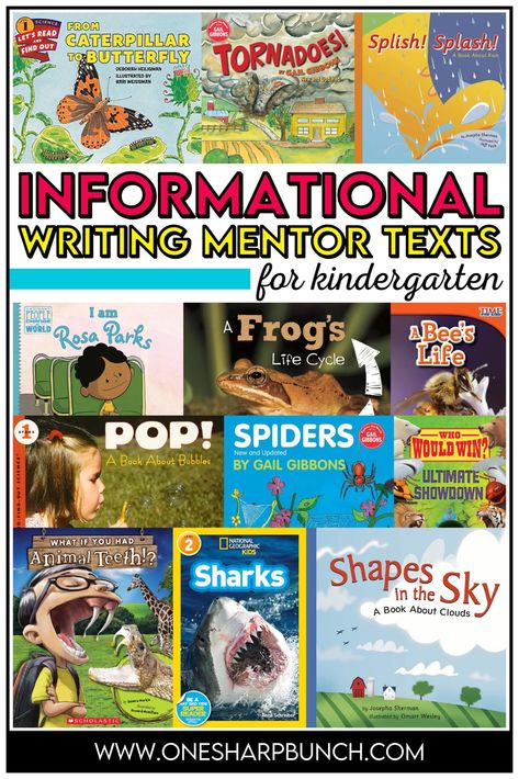 Help students better understand the informational writing process with these informational writing mentor texts, authors and series! This comprehensive list of mentor texts for informational writing will help build confident writers as they dive into writing their own informational writing piece or all about writing piece. These writing mentor texts are filled with nonfiction text features. Use these as part of your writing mini lessons or independent writing activities during writing workshop! Informational Writing Kindergarten, Opinion Writing Mentor Text, Teaching Informational Writing, Beginning Writing Activities, Informational Writing Prompts, Opinion Writing Activities, Writing Mentor Texts, Writing Mini Lessons, Third Grade Writing