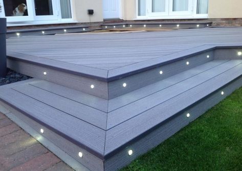 How Far Apart Should Decking Lights Be? Deck Lighting Ideas, Concrete Patios, Patio Deck Designs, Back Garden Design, Outdoor Deck Furniture, Deck Designs Backyard, Patio Garden Design, Modern Garden Design, Decks Backyard