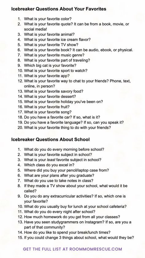 Simple Get To Know You Questions, Best Icebreaker Questions, Questions To Get To Know Each Other, I’ve Breaker For Teens, Ice Breaker Questions For Teens, Getting To Know Each Other Questions, Icebreaker Activities For Teens, Coke Or Pepsi Questions, Get To Know You Games For Teens