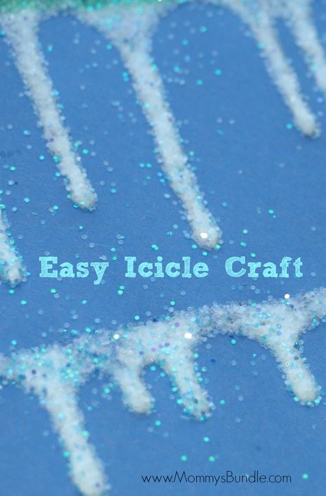 This easy icicle craft is perfect for teaching toddlers about winter. Just grab some glitter and glue to make this winter art piece. Icicle Crafts, Ice Crafts, Winter Activities For Toddlers, Winter Crafts For Toddlers, Winter Lesson Plan, Winter Crafts Preschool, Weather Crafts, January Crafts, Activity For Toddlers