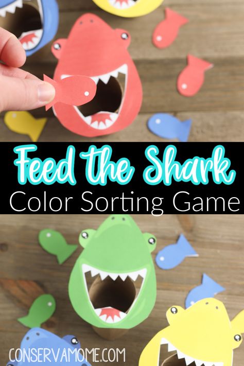 Looking for a fun activity that will teach your little one all about color sorting then you've come to the right place! Check out this fun  Ocean Themed learning game, Feed the shark color sorting game that will give your little ones hours of fun and learning. Free Printable! Feed The Shark, Learning Colors Activities, Color Activities For Toddlers, Toddler Fine Motor Activities, Ocean Theme Preschool, Sorting Games, Preschool Colors, Ocean Activities, Fine Motor Skills Activities